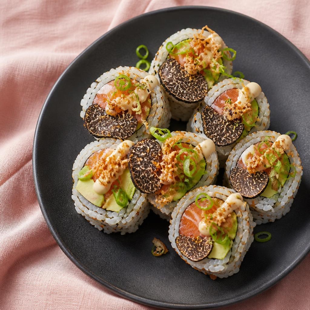 Tryffel sushi med lax, avokado och tryffelmajonnäs